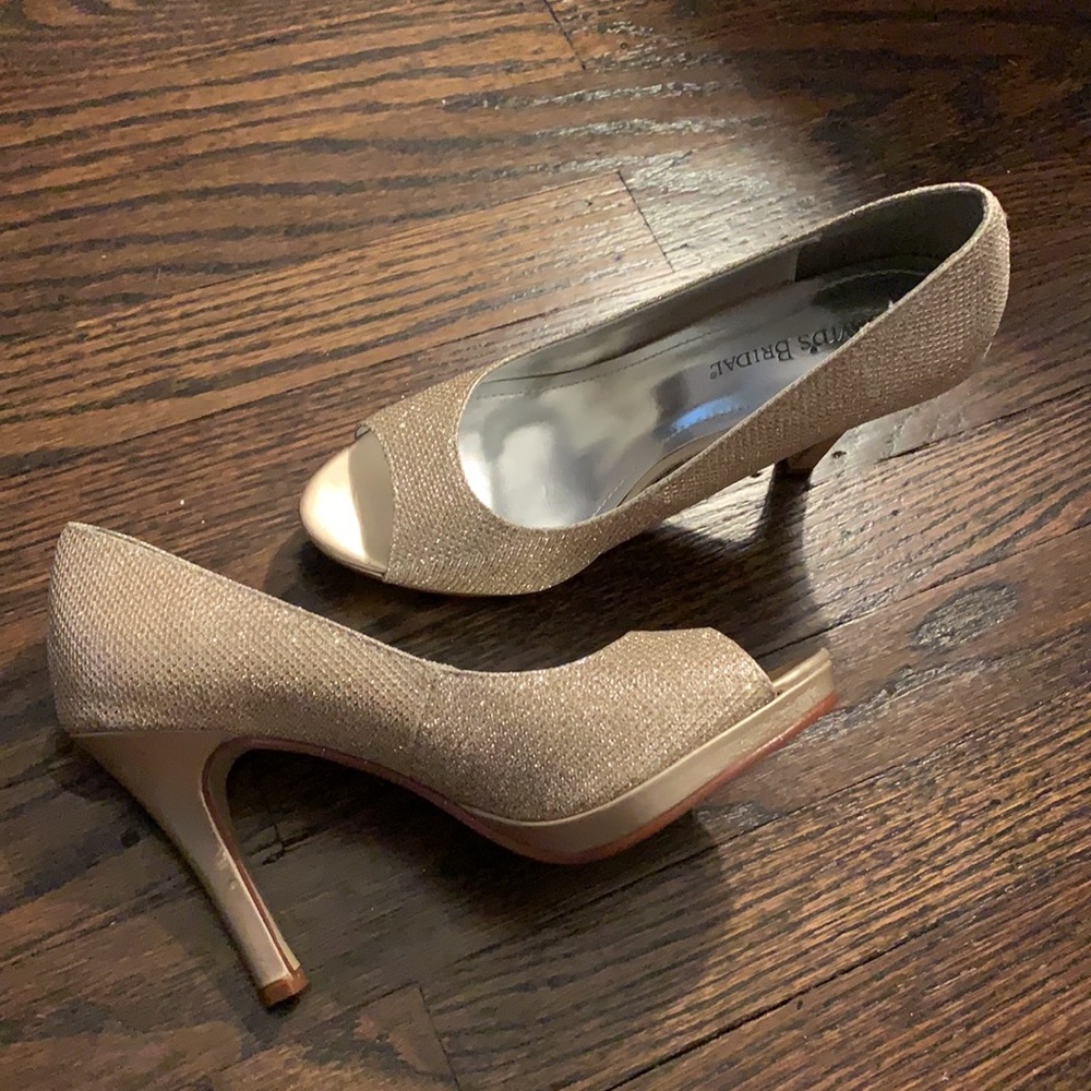 New Gold peep toe heels